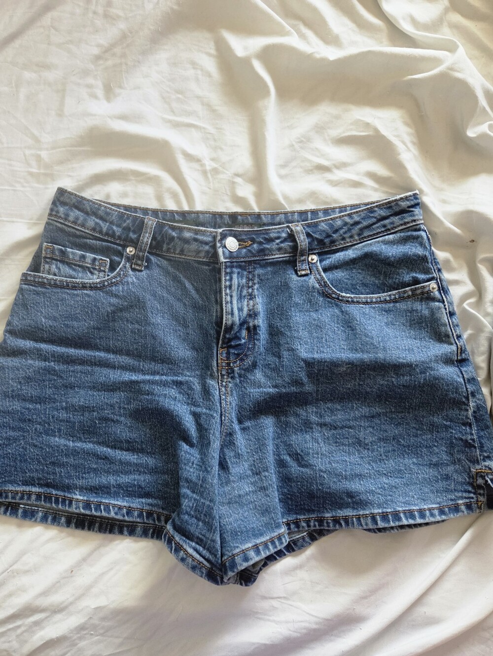 Classic High-Rise Blue Denim Shorts